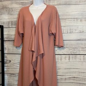 LIQUIDATION SALE Mauve Pink Ribbed Open Draped Waterfall Cardigan | Small